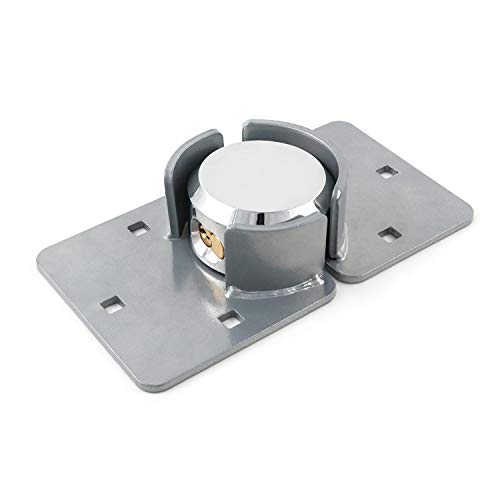 QWORK Heavy Duty Puck Lock and Hasp, High Security Steel Hidden Shackle
