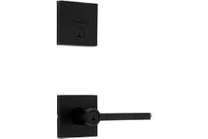 Kwikset 991 Halifax Keyed Entry Lever and Single Cylinder Deadbolt Combo Pack Featuring SmartKey and Microban in Matte Black