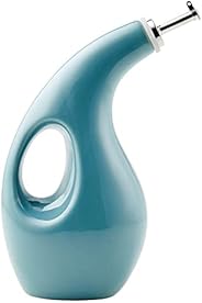 Rachael Ray 48467 Ceramic EVOO Oil and Vinegar Dispensing Bottle with Spout, 24 Ounce - Agave Blue