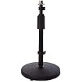 LyxPro Desktop Microphone Stand - 9"-14" Adjustable Height Desk Mic Holder - Weighted Cast Iron Base - 3/8"-5/8" Adapter Screw - Table Top with Non-Slip Rubber Feet