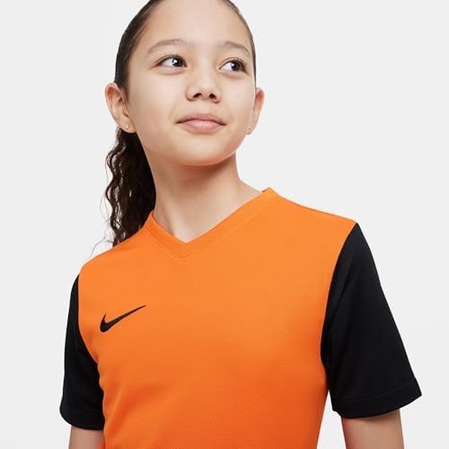 Unisex Kids Jersey Y NK DF Tiempo Prem II JSY SS, Safety Orange/Black/Black, DH8389-819, S