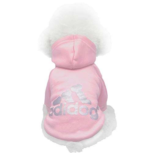 Moolecole Adidog Pet Dog Hooded Clothes Apparel Puppy Cat Warm Hoodies Coat Sweater for Small Dogs(XL, Pink)