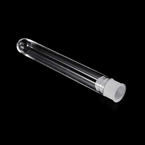 Forgun 10Pcs Plastic Test Tube with Cap,12x75mm U-Shaped Bottom Long Transparent Test Tube Lab Supplies