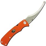 Outdoor Edge ZipPro, ZO-10C, Folding Gutting Knife for Big Game Hunting, Frame-Lock, Pocket Clip (Blaze Orange)