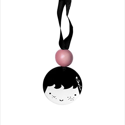 Amour Bows Smiley Face Pendant Adustable Necklace with Wooden Bead