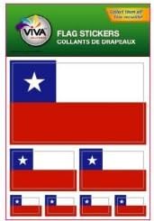 Set of 7 Vinyl Car Stickers, 3 Sizes - Chile Flag