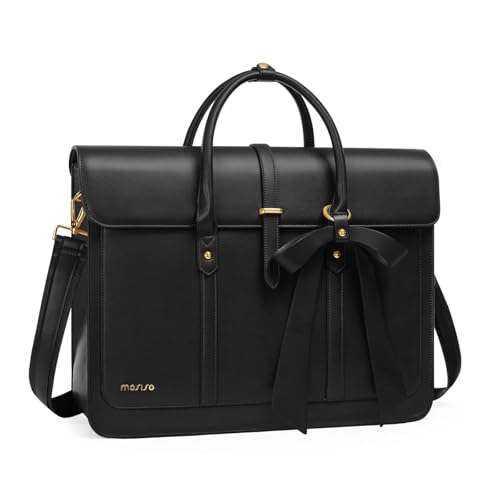 MOSISO Laptoptasche Damen 17,3 Zoll, PU Leder Handtasche Schultasche