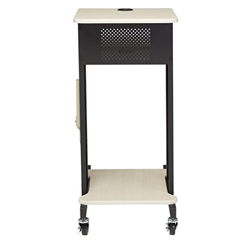 Oklahoma Sound PRC200 Steel Premium Presentation Cart, 18" Width x 40-1/2" Height x 30" Depth, Ivory Woodgrain/Black