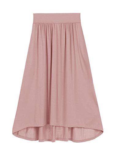 Bello Giovane Girls 7-16 Years Poly Solid High Low with Pockets (Medium, Dusty Rose)