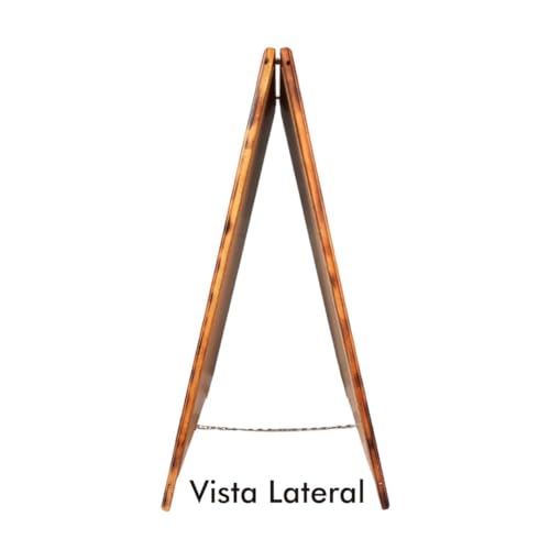 LA PIZARRONERIA Pizarrón de Gis Tipo A Doble Vista 100cm x 54cm | Marco Flameado Nogal, Para Restaurantes, Para Cafeterías, Para Negocios