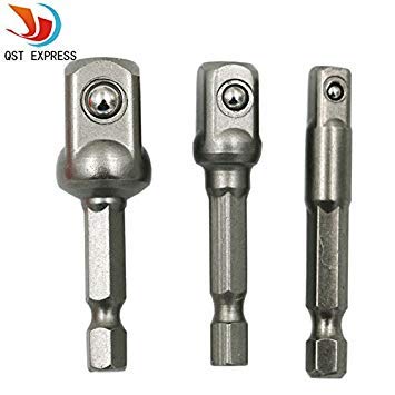 Generic 3PCs chrome vanadium steel socket adapter Seth ex shank to 1/4 "3/8" 1/2 "extension drill bits hex bit set power tools