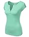JJ Perfection Women's Basic Short Sleeve Henley T-Shirt
