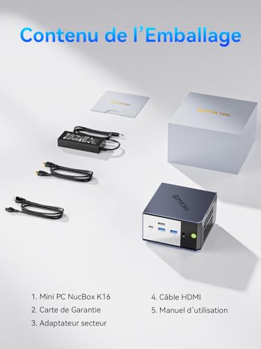 GMKtec K16 AMD Ryzen 7 7735HS (4.75GHz), 32GB DDR5 RAM + 1TB SSD PCle, Dual NIC LAN 2.5G Desktop Computer, Dual USB4, HDMI 2.0, USB-C