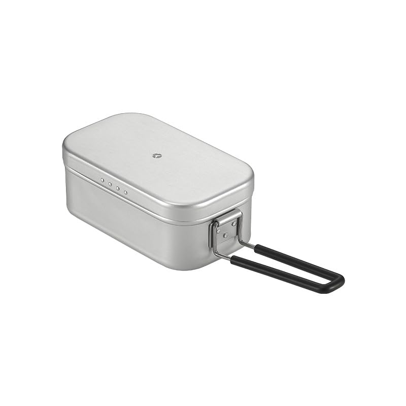 Campingmoon Camping Mess Tin Pressure Relief Aluminum Dinner Box Camping Bowls Cooking Pot with Foldable Handle(0.65L) for Camping & Cooking