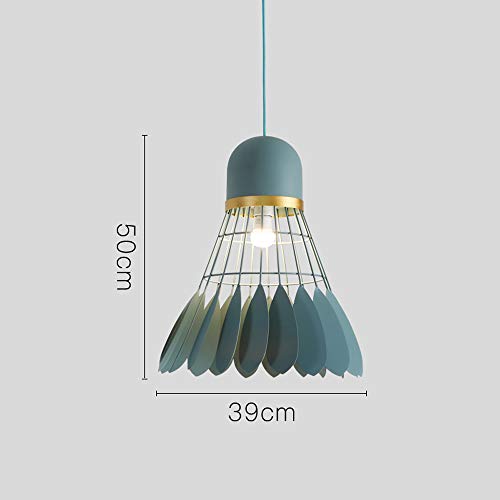 Wapipey Modern Simple Metal Iron Pendant Hanging Light Shuttlecock Creative Badminton Chandelier Light Art Decoration Black White Gray Drawing Living Room Droplight E27 (Color : Green) - Thumbnail 7