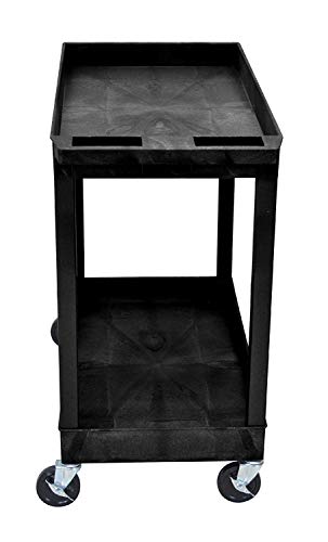 Offex 18 x 32 Inch Heavy Duty Utility Tub Cart with 2 Shelves, Black