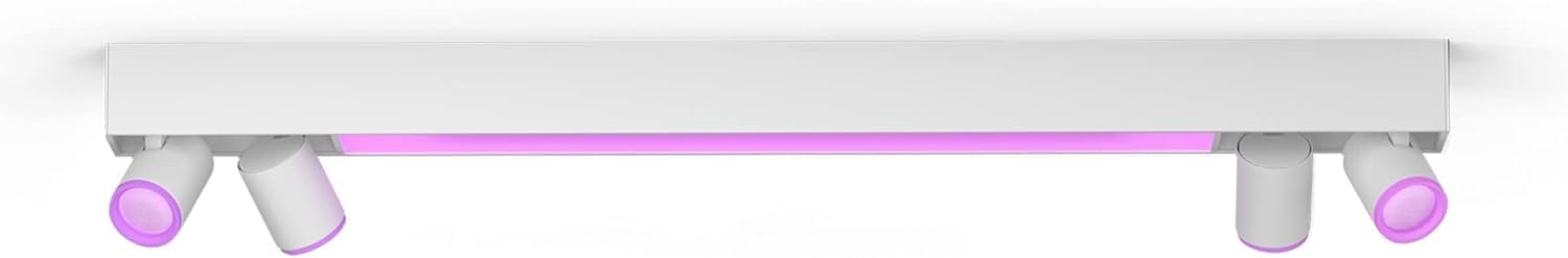 Philips Hue Centris White and Colour Ambiance Smart Ceiling Bar Light, 4X SpotLights [GU10 Spot] with Bluetooth, White. Works with Alexa, Google Assistant and Apple HomeKit