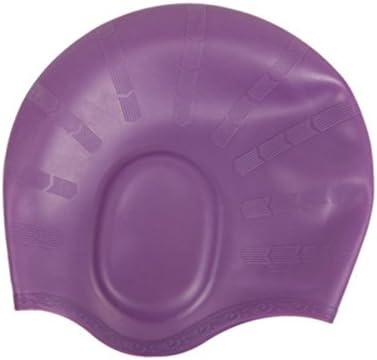 HLSilicone Swim Cap Male And Female With Long Hair Waterproof Ear Protection Large Adult Swimming Cap Hot Springs , Purple,purple