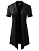 BIADANI Women Versatile Soft Short Sleeve Open Front Drape Cardigan Black X-Large