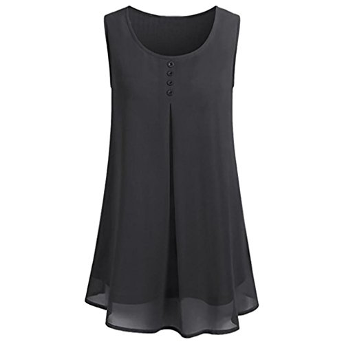 Click Here to See More Images NREALY Women's Summer Layered Crew Neck Pleated Soft Chiffon Sleeveless Blouse Tops