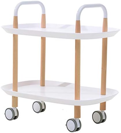 Desks DD 2-Tier Kitchen Trolley Cart, With Lockable Caster Wheels, Utility Storage Rack Organizer For Kitchen, Office, Bedroom, Living Room, Garage -Workbench (color : White)