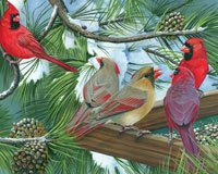 Cardinals at the Feeder 275 Piece Easy Handle Puzzle