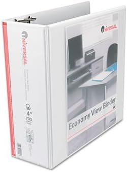 Universal® D-Ring Economy Vinyl View Binder BNDR,VIEW,D-RNG,4",WE BOS-HPK3-ADJ (Pack of8)