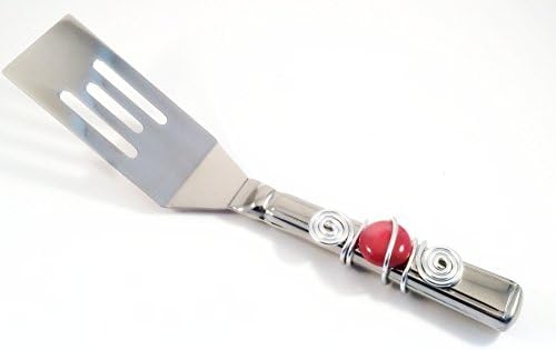 Beaded Stainless Steel Small Serving Spatula made with a Cabochon Marble.