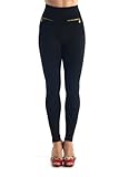 Silver Women's High Waist Thick Fleece Lined Leggings with Front Pocket