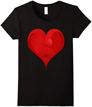 Womens Big Red Heart T-shirt XL Black