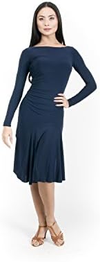Miari Longsleeved Latin Rhythm Teresa Ballroom Dance Dress (M, Navy)