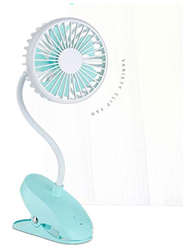 Ecloud Shop Mini Fan with Clip USB Powered, Can be Placed in Any Position, Bent at Any Angles, Suit for Stroller Wheelchair Gocart, Small Desk Fan for Home, Office, Outdoor-Blue
