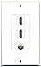 RiteAV - 2 HDMI and 1 Coax Cable TV F Type Port Wall Plate White Decorative