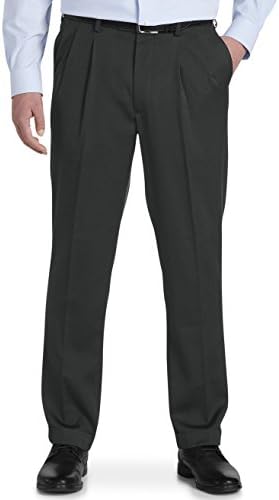 Gold Series DXL Big and Tall Perfect Fit Waist-Relaxer Luster Sateen Hemmed Pleated Suit Pants