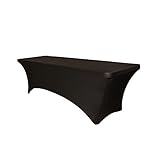 Rectangular Stretch Spandex Table Cover - 6 ft feet Black Fitted Tablecloth by Party Set Go - Polyester Blended Fabric, Stain & Wrinkle Free for Weddings, Events and Parties - Low Price