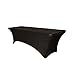 Party Set Go Rectangular Stretch Spandex Table Cover - 6 ft feet Black Fitted Tablecloth by Polyester Blended Fabric Wrinkle Free Covers for Weddings, Events, Trade Shows and Parties