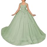 Tulle Flower Girl Dress for Wedding Lace Applique