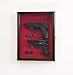 Large/Double 2 Pistol Handgun Revolver Gun Display Case Cabinet Rack Shadowbox (Cherry Finish, Red Background)