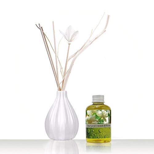 ap airpleasure Dried Flower Reed Diffuser Set, Natural Sticks, Elegant Ceramic Bottle, Aromatherapy Oil Set, Home Fragrance & Decorative Diffuser (JasmineBouquet)