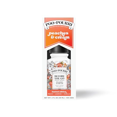 POO-POURRI BEFORE-YOU-GO TOILET SPRAY, PEACHES & CREAM, 2 FL OZ – PEACH, JASMINE AND VANILLA