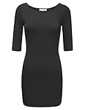 JJ Perfection Women's 3/4 Sleeve Solid & Striped Mini Bodycon Dress