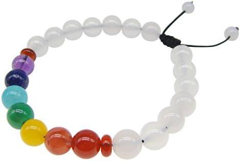 Men Women 8mm 7 Chakras Stone Agate Beads Bracelet Braided Rope Yoga Bracelet Adjustable Bangle