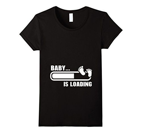 Women's Funny Maternity T Shirt Baby Loading Medium Black