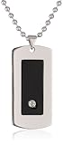 Men's Stainless Steel Dog Tag Pendant Necklace with Diamond-Accent and Resin