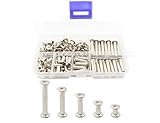 LBY 130pcs Phillips Chicago Screws Binding Screw Posts,M5 x 6/10/15/20/25mm Book Screws,Binding Barrels and Screws Assortment Kit, for Leather Saddles Purses Belt Repair,Nickel-Plated