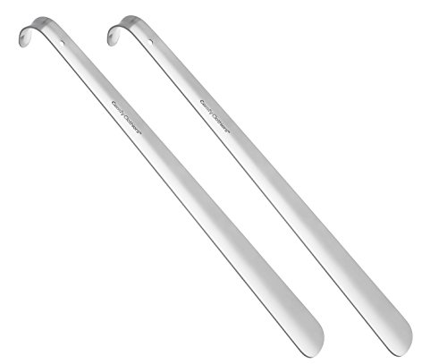 Comfy Clothiers 18-Inch Long Metal Shoe Horn (2-Pack) Heavy Duty Stainless Steel Long Handle Shoehorn