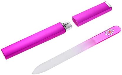 JXULE Crystal Glass Nail File Buffer Nail Art Polish Manicure Tool Kit w/Barrelled Box (red)