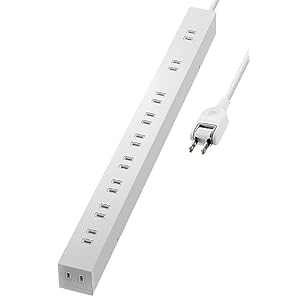 エレコム 電源タップ 雷ガード 10個口 2m ほこりシャッター ホワイト ECT-0102WH