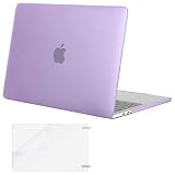 MOSISO MacBook Pro 13 inch Case 2019 2018 2017 2016 Release A2159 A1989 A1706 A1708, Plastic Hard Shell Cover & Screen Protector Compatible with MacBook Pro 13 with/Without Touch Bar, Light Purple