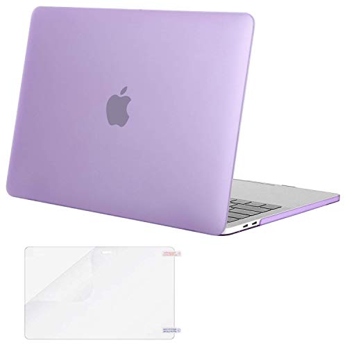 MOSISO MacBook Pro 13 inch Case 2019 2018 2017 2016 Release A2159 A1989 A1706 A1708, Plastic Hard Shell Cover & Screen Protector Compatible with MacBook Pro 13 with/Without Touch Bar, Light Purple